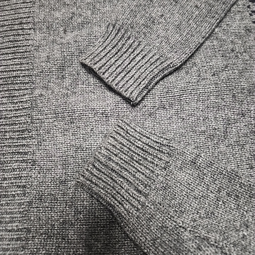 Garret Scott Nordic Fair Isle Sweater Wool Blend Knit 1/4 Zip Gray Blue Medium - Picture 5 of 11